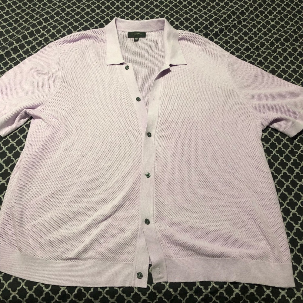 Banana Republic Sweater Mens Light Purple Cardigan Button Front Sz 2XL X29